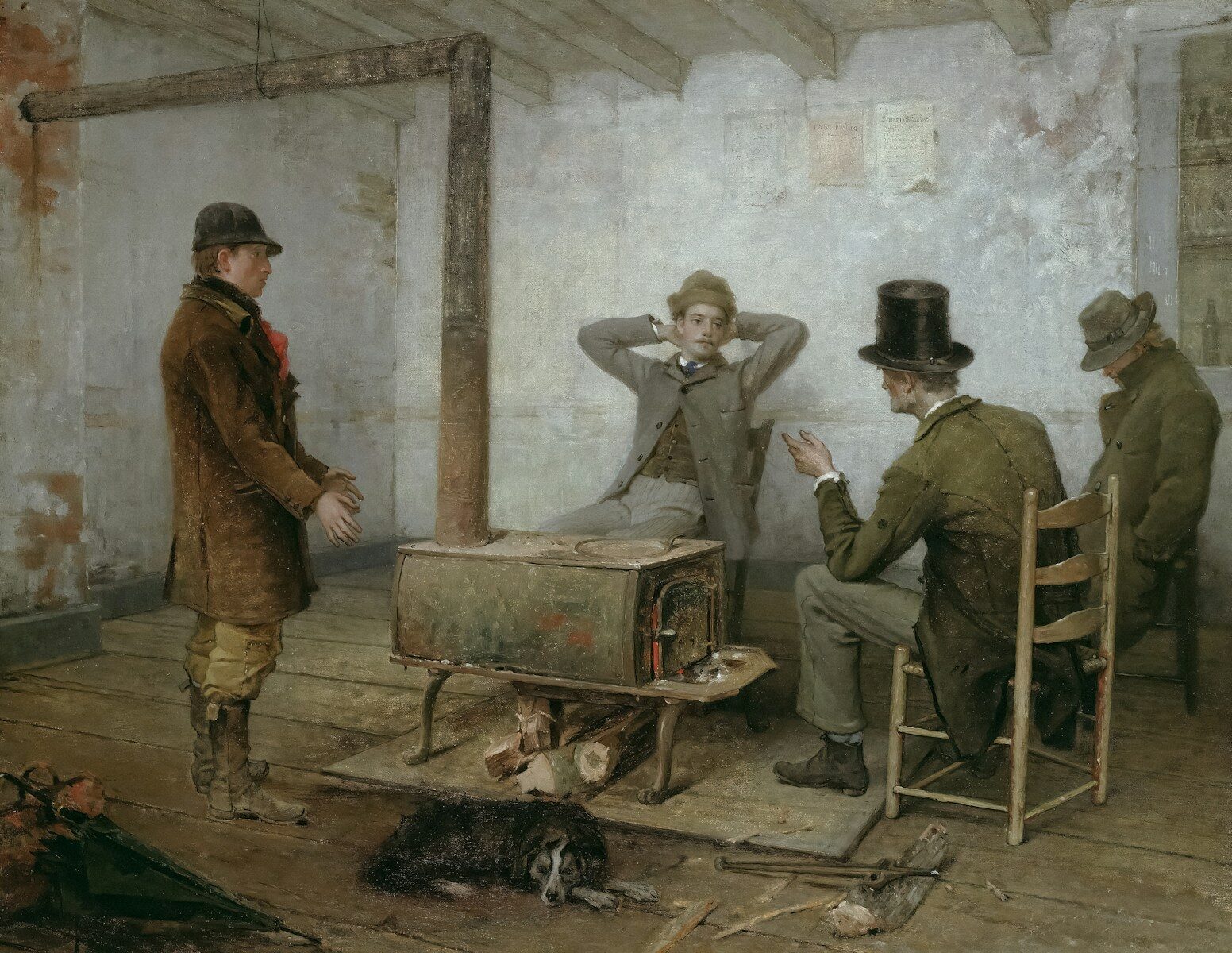 a painting of a group of people in a room